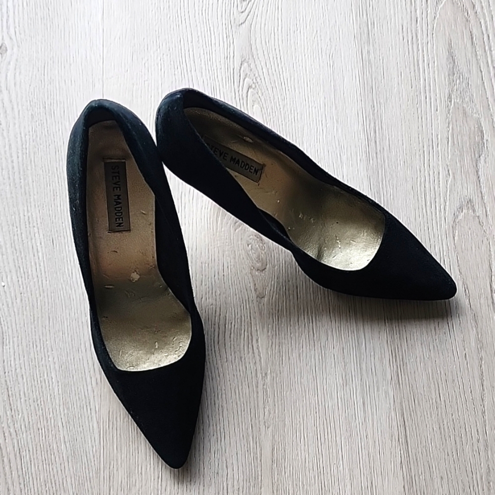 Y2K STEVE MADDEN SUEDE BLACK POINTY TOE PUMPS